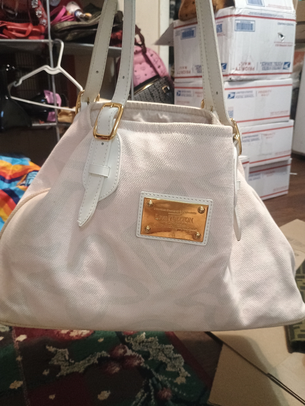 Louis Vuitton Pink Monogram Canvas Tote with White Leather Handles W/COA